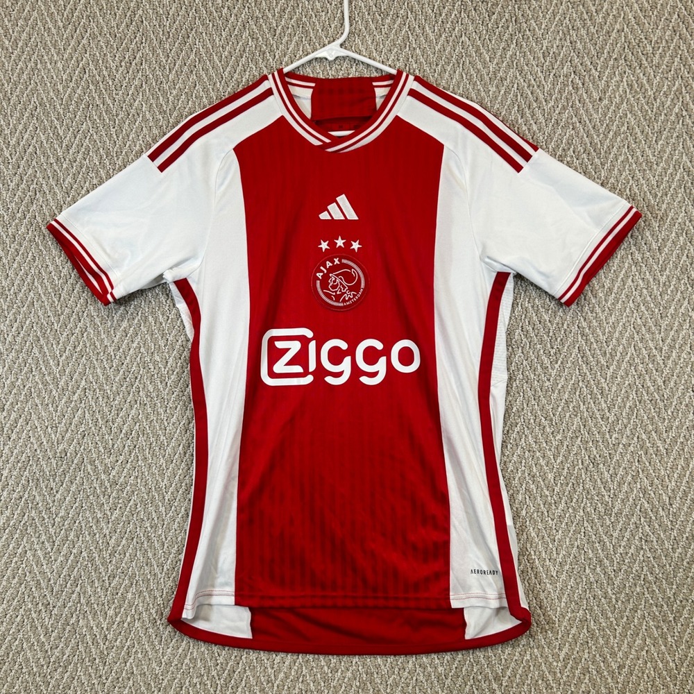 Adidas Jersey Mens Medium Red Ajax Amsterdam Home White Slim Fit HZ7725